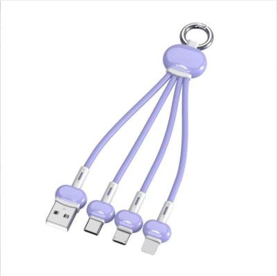 China Type C USB Cable 3 In 1 Charging C Multi C USB Micro USB Cable Key Chain For iPhone Cord Connector Charging Adapter for sale