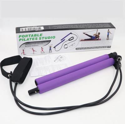 China Band Hose + Iron Hose + Portable Foam Pilates Bar Kit with Resistance Band Foot Loop for Yoga for sale