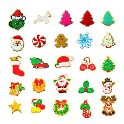 China Iron-On Santa Claus chenille letter patches hat embroidery patches iron on/christmas iron on patches/christmas chenille patches for sale