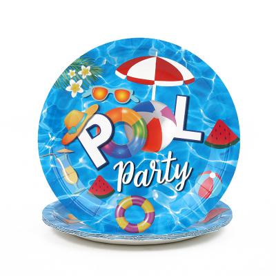 China Party Festival Supplies Happy Birthday Party Supplies Beach Disposable Paper Plate Hawaiian Party Tableware Summer Tableware Set Party Decoration set for sale