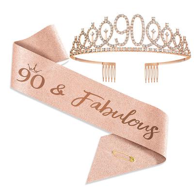 China Birthday Party sash set rose gold Glitter Sash with Crown birthday queen birthday sash for sale