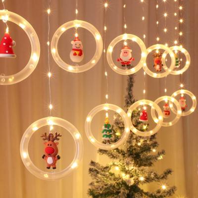 China Led Light Christmas Window Lights Indoor Decoration Round Flashing Led Lights DIY Christmas LED Cartoon Lamp Ornaments for Home for sale