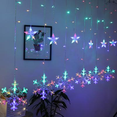 China Curtain Fairy Light Curtain Fairy Light String Light Waterproof Snowflakes Stars Window Light Indoor Outdoor Decor for Christmas Party Bedroom for sale