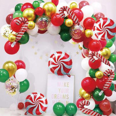 China Christmas Party Decoration Christmas Balloons Garland Arch Kit with Christmas Red White Candy Balloons Gift Box Balloons for Xmas Party Decorations for sale