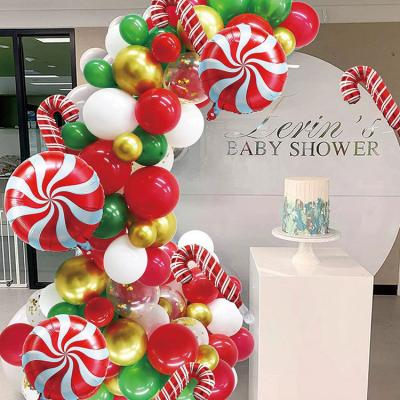 China Christmas Party Decoration Christmas Balloon Garland Arch kit with Christmas Red White Candy Balloons christmas latex balloons for Xmas Party Decorations for sale