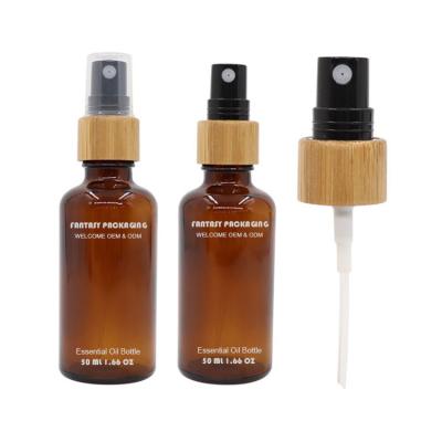 China Brown Amber Perfume Bottle Customized Cosmetic Color Essential Oil Glass Bottle With Wooden Spray 20ml 30ml 50ml 100ml for sale