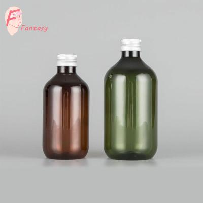 China Eco-friendly dark green and brown plastic face toner bottle 300ml and 500ml high end empty cleansing oil bottles for sale