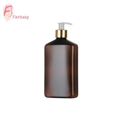 China 500ml Eco-friendly Amber Luxury Liquid Soap Brown Shampoo Bottle Hand Wash Bottle With Gold Pump Dispenser for sale