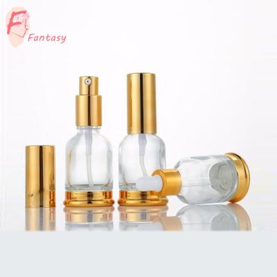 China Personal Care 30ml 1 Ounce Clear Glass Lotion Bottle Essential Oil Customized Cosmetic Lotion Bottle for sale