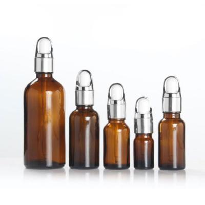 China MOQ 5ml 10ml 15ml 20ml 30ml 50ml 100ml small cosmetic amber brown serum essential oil glass bottles with dropper for sale