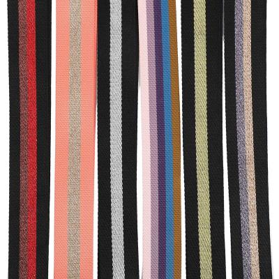 China Sustainable 38 mm Factory wholesale cheap Horizontal stripe color non woven fabric rolls bags adjustable seat belt Polyester webbing strap for sale