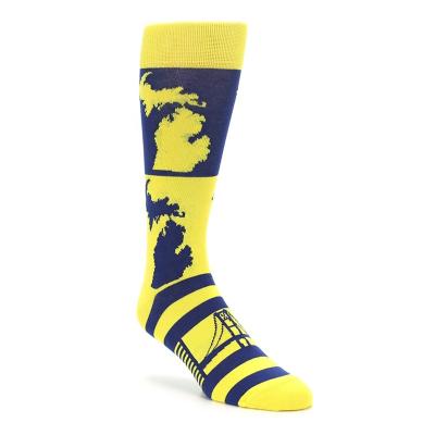 China Designer Male Cool Yellow Breathable Map Painting Socks, Create Your Own Sock for sale