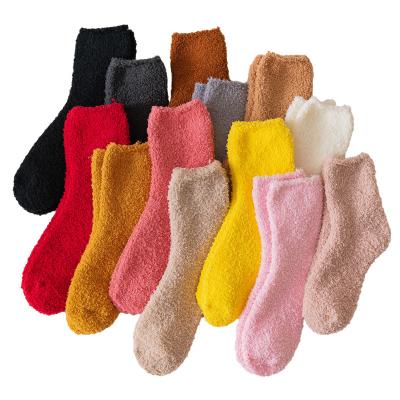 China New winter women antibacterial thongs thickened tube Terry Fuzzy Cozy Socks cashmere woolen socks for sale