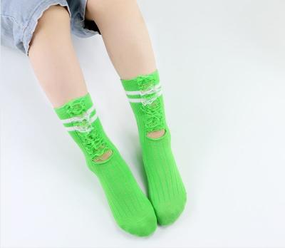 China Candy Color Beggar Socks Hole Child Cotton Tube Sporty Hot Selling Fashionable Socks for sale