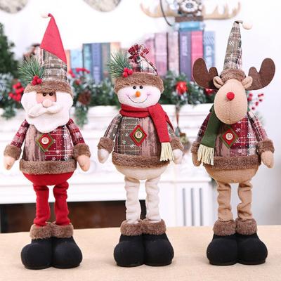 China Christmas Decoration Tall Santa Qualified Cloth Elk Window Christmas Ornaments Standing Doll for sale