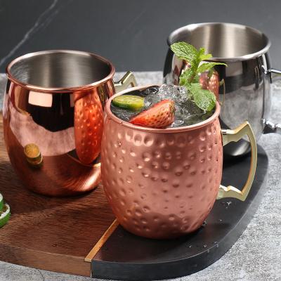 China Sustainable 16 oz Stainless Steel Mule Cup Moscow Mule Copper Mug For Cocktail for sale