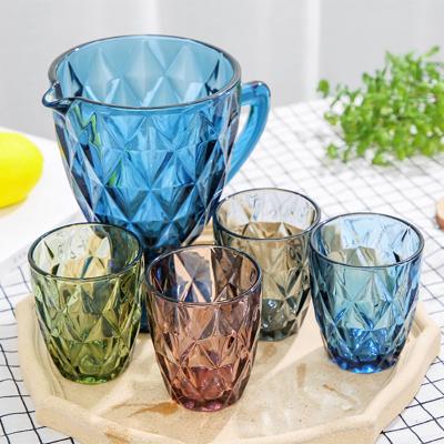 China European Wholesale Colorful Colored Glass Factory Relief Juice Cup Creative Hotel Gargle Cup Thickened KTV Wine Glass for sale