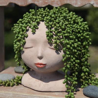 China Modern creative portrait flower pot ornaments dry flowersindoor by main doll art vase home decoration and outdoor resin pots for sale