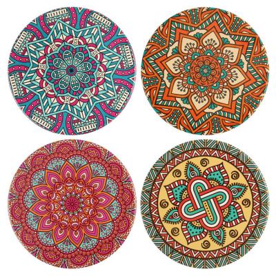 China Sustainable Wholesale Design Water Absorbent Set Ceramic Coaster With Cork Back for sale