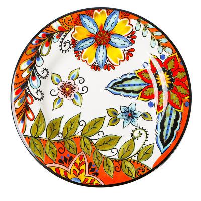 China Traditional European Ceramic Hand-painted Dish Dish Home Rice Bowl Soup Bowl Deep Microwave Available for sale