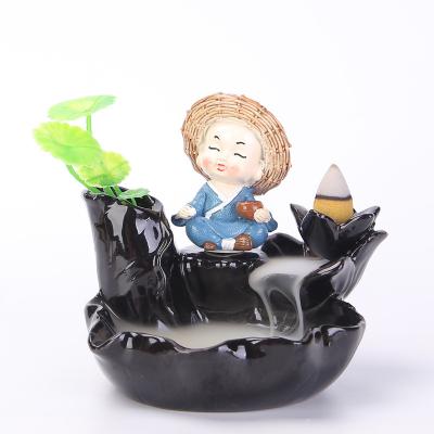 China CREATIVE Home Decor Christmas Gift The Beautiful Little Monk Small Buddha Incense Censer Backflow Incen for sale