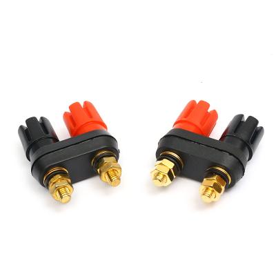 China PA66/Brass/Stainless Steel Electronic components red and black highquality double connection terminal copper terminal connector 4mm double banana jack for sale