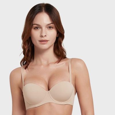 China Breathable High quality smooth traceless bra sexy half cup push up bra strapless bras for women big size for sale