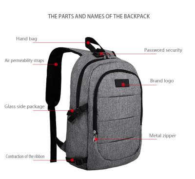 China With USB Bagpack Wholesale Anti-theft Business Backpack Smart Waterproof Laptop With USB Men Filling Notebook Bags School Bag With Lock for sale