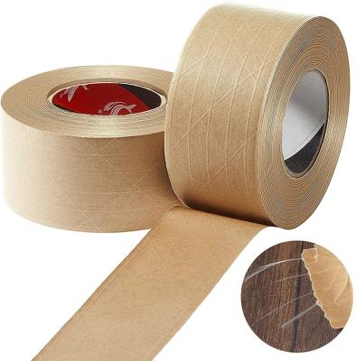 China Eco Friendly Custom Printing ANTISTATIC With Water Activated Logo Packing Brown Self Adhesive Bonded Paper Tape Reinforced Kraft for sale