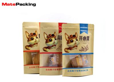 China Kraft Paper Food Packaging Pouches , Stand Up Snack Zipper Paper Pouch With Window for sale