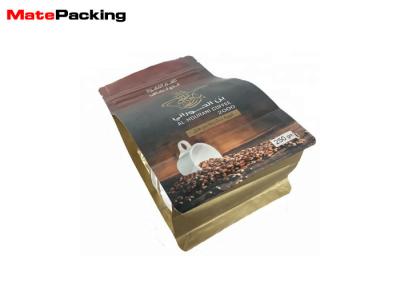 China Matte Moisture Proof Coffee Bean Packaging Bags Pouch Flat Bottom With Valve Quad Sealed for sale