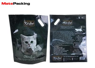 China Die Cut Reinforced Handle Pet Food Packaging Bags Custom Printing Flat Bottom for sale