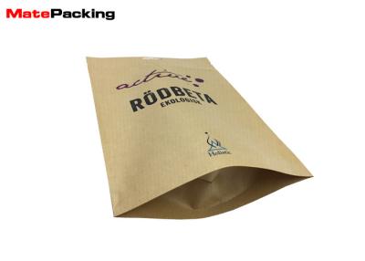 China Kraft Paper Stand Up Biodegradable Recycling Bags With Zipper / Hole Handle for sale