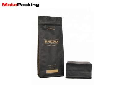 China Biodegradable Flat Bottom Brown Paper Bags Coffee Packaging With Zipper for sale