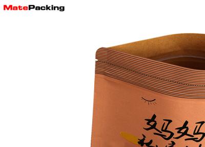 China 150g ODM Food Packaging Pouches , Customized Brown Stand Up Paper Bags Durable for sale