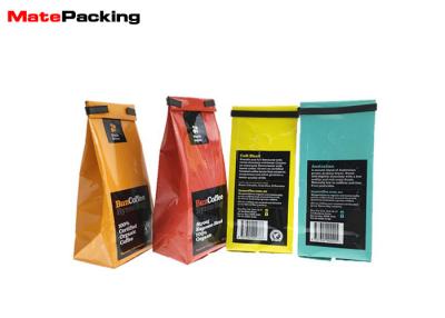 China Aluminum Foil Coffee Bean Packaging Bags Flat Bottom With Valve / Tin Tie for sale