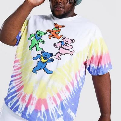 China Breathable Cotton Plus Size Fashion Casual Wear Mens Tie Dye Print Oversized T-Shirt for sale