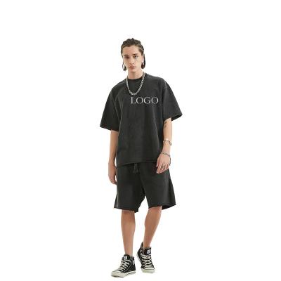 China Breathable And Shorts Set Fashion Unisex Oversized Casual Loose T-shirt Plus Size Cotton Custom Logo for sale