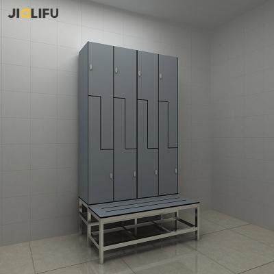 China Compact Phenolic Board Grade Laminate) L Shape Wooden Small Storage Gym Lockers For Sale for sale