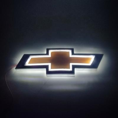 China Cold light material Wholesales 5D white car logo light for Chevrolet rear car logo light for sale