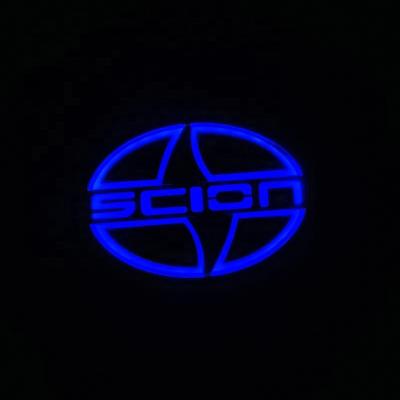 China Cold light material Most popular 5D blue car logo light for North America Toyota Sion tail light LED car logo light for sale