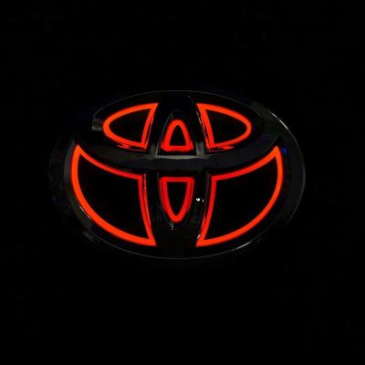 China Cold light material Good quality factory directly 5D red color car logo light for TOYOTA Vios LED light car logo light for sale