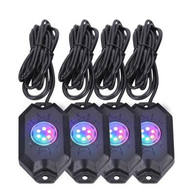 China Hot Sales Aluminum+PC App Control Smart Color Car Truck Motorcycle Accessories 4 Pods RGB Led Rock Bros Bike Lights for sale