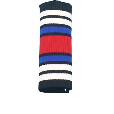 China With stripes fashion fold in multiple half 1*1 single intercolored ribbed baseball jacket collar cuff foot for sale