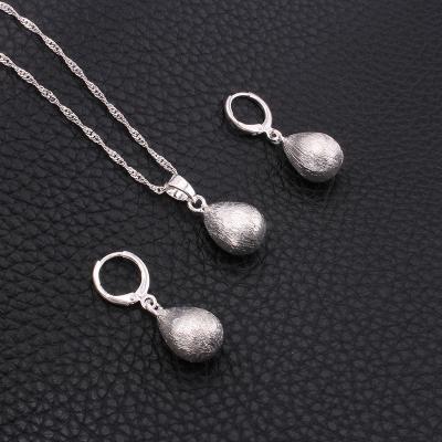 China Dubai Necklace and Earrings TRENDY Silver Jewelry Sets Bridal Pendant Set France 45cm African Jewelry Wedding Gifts for Women for sale