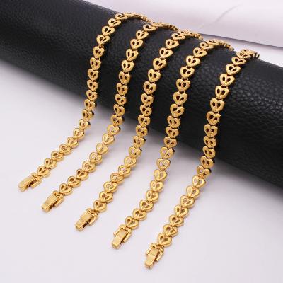 China FASHIONABLE 18k Heart Bracelet Dubai Saudi Gold Plated Blank Design Jewelry High Quality Gold Platted Designs Double Layer Chain Bracelet Dubai for sale