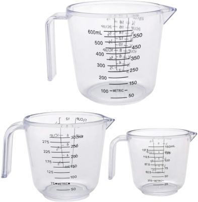 China Sustainable Baking Tools Plastic Measuring Cups With Double Size Measure for sale