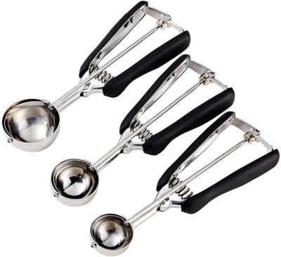 China Sustainable 3pcs Stainless Steel Ice Cream Cookie Scoop With Antifreeze Handle for sale