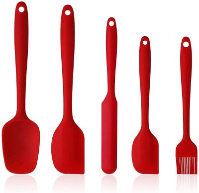 China 5 Pack Silicone Stocked Seamless One Piece Heat Resistant Spatula for sale