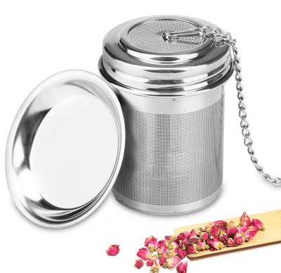 China Sustainable Connection 18/8 Stainless Steel Tea Strainer Threaded Mesh With Extended Chain Hook for sale